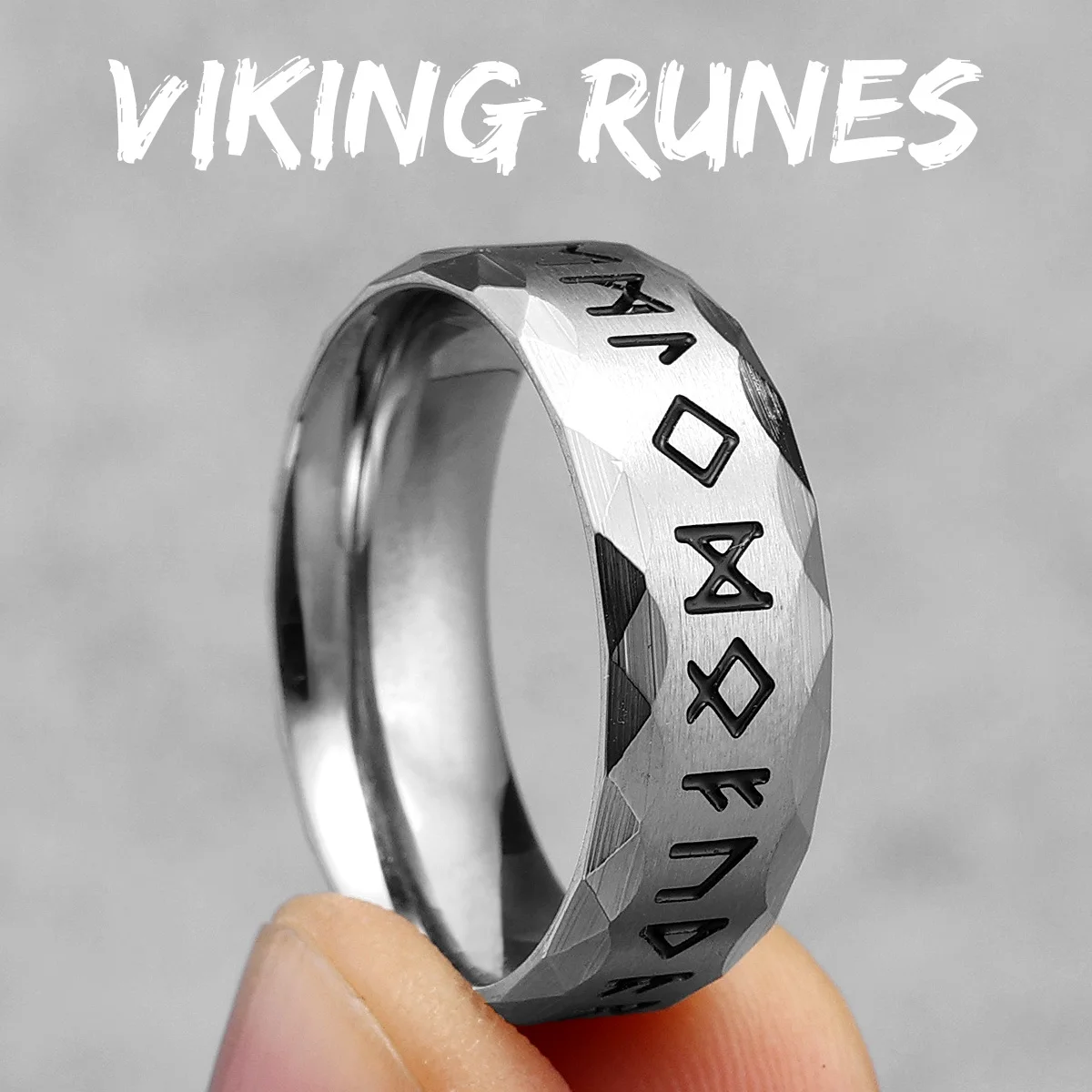 Vintage Nordic Vikings Runes Stainless Steel Womens Mens Rings Punk Simple For Boyfriend Biker Jewelry Creativity Gift Wholesale