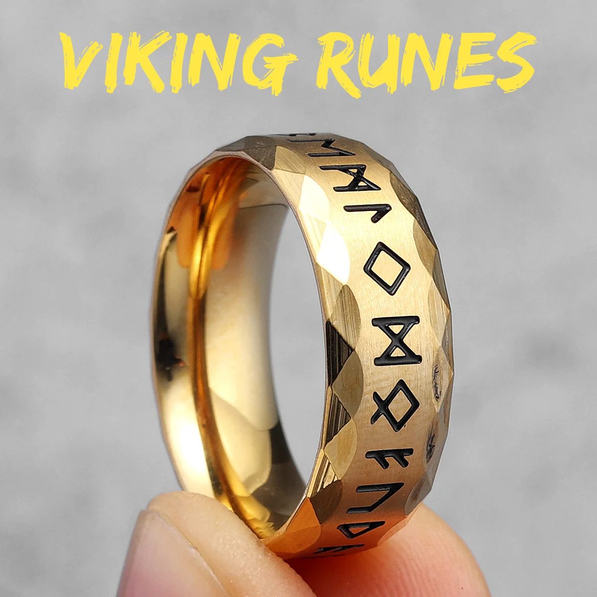 Vintage Nordic Vikings Runes Stainless Steel Womens Mens Rings Punk Simple For Boyfriend Biker Jewelry Creativity Gift Wholesale