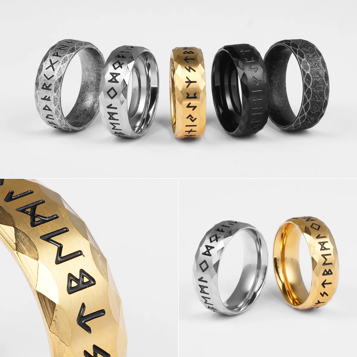 Vintage Nordic Vikings Runes Stainless Steel Womens Mens Rings Punk Simple For Boyfriend Biker Jewelry Creativity Gift Wholesale Vintage Nordic Vikings Runes Stainless Steel Womens Mens Rings Punk Simple For Boyfriend Biker Jewelry Creativity Gift Wholesale