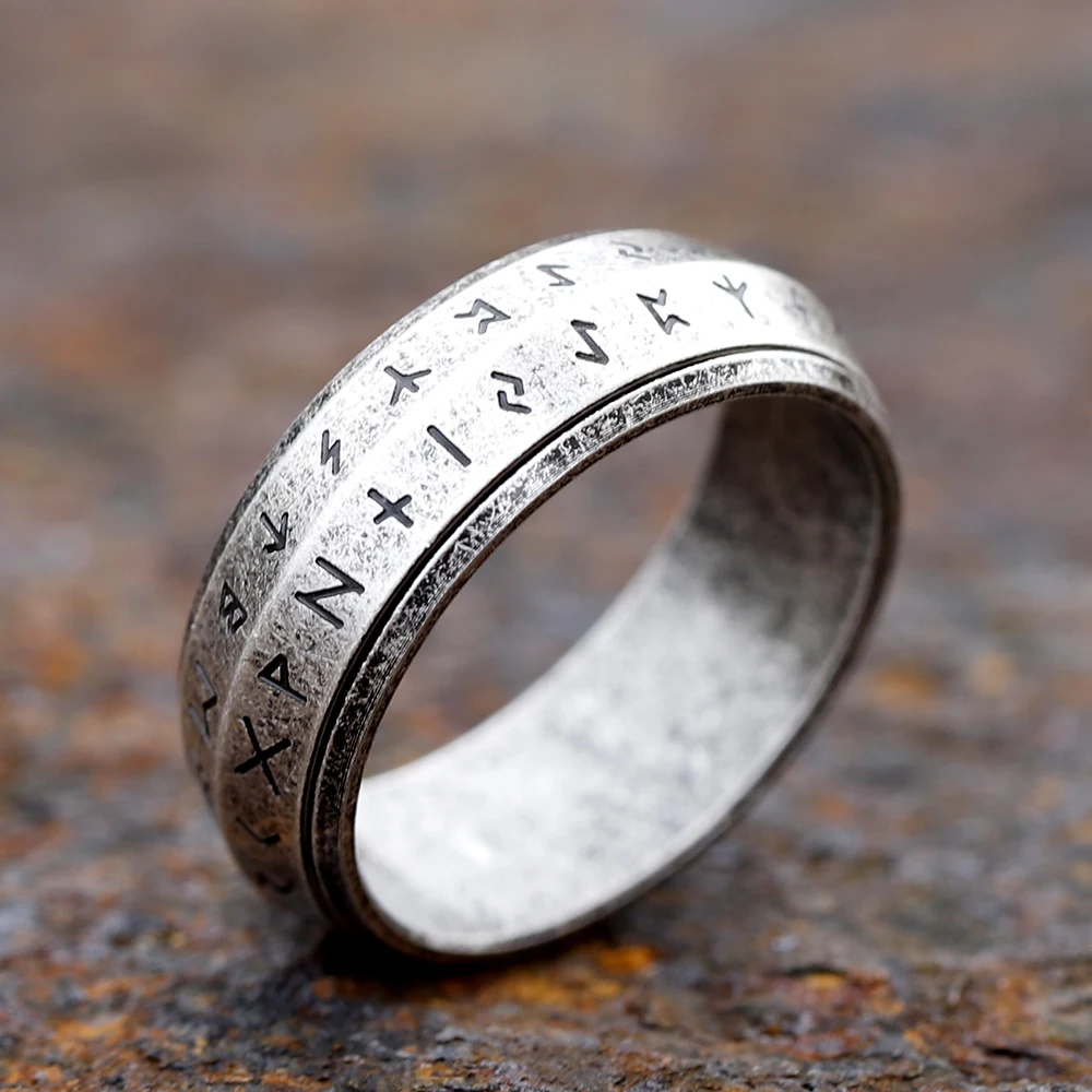 2024 NEW Rotatable Men's 316L stainless steel rings retro Odin Viking rune for teen RING Amulet fashion Jewelry Gift 2024 NEW Rotatable Men's 316L stainless steel rings retro Odin Viking rune for teen RING Amulet fashion Jewelry Gift