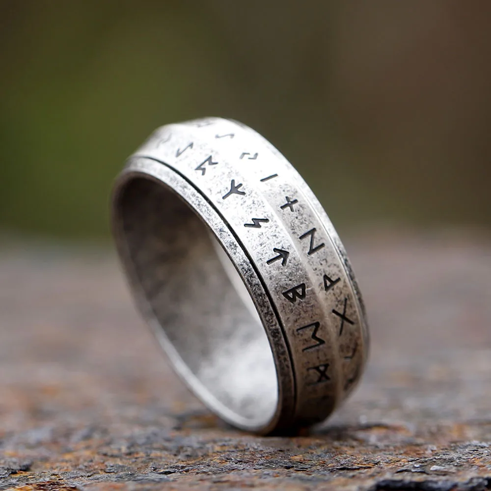 2024 NEW Rotatable Men's 316L stainless steel rings retro Odin Viking rune for teen RING Amulet fashion Jewelry Gift 2024 NEW Rotatable Men's 316L stainless steel rings retro Odin Viking rune for teen RING Amulet fashion Jewelry Gift