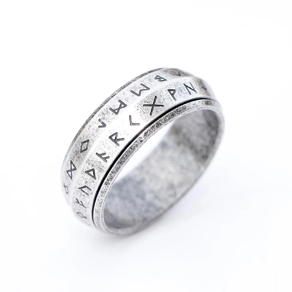 2024 NEW Rotatable Men's 316L stainless steel rings retro Odin Viking rune for teen RING Amulet fashion Jewelry Gift 2024 NEW Rotatable Men's 316L stainless steel rings retro Odin Viking rune for teen RING Amulet fashion Jewelry Gift