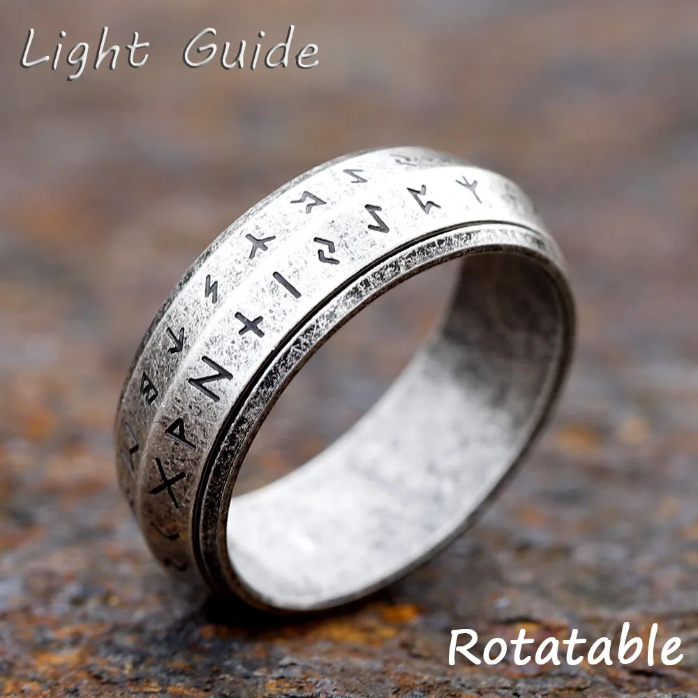 2024 NEW Rotatable Men’s 316L stainless steel rings retro Odin Viking rune for teen RING Amulet fashion Jewelry Gift 2024 NEW Rotatable Men's 316L stainless steel rings retro Odin Viking rune for teen RING Amulet fashion Jewelry Gift