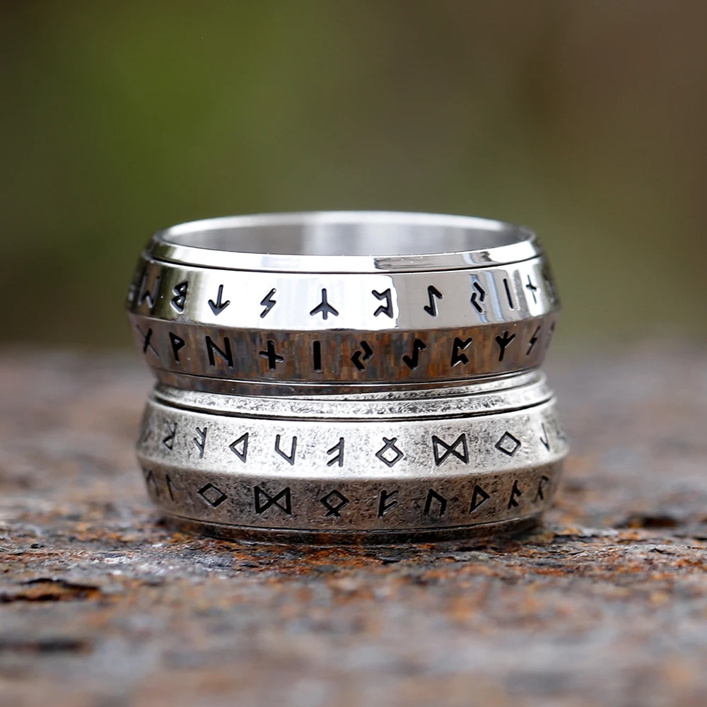 2024 NEW Rotatable Men's 316L stainless steel rings retro Odin Viking rune for teen RING Amulet fashion Jewelry Gift 2024 NEW Rotatable Men's 316L stainless steel rings retro Odin Viking rune for teen RING Amulet fashion Jewelry Gift