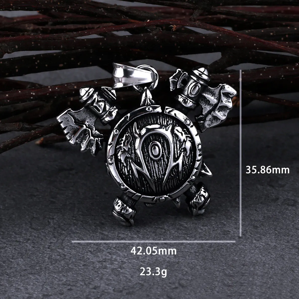 Stainless Steel Nordic Viking Double Axe Ghost Personality Necklace Men’s Pendant Accessories Jewelry with Wooden Box Stainless Steel Nordic Viking Double Axe Ghost Personality Necklace Men's Pendant Accessories Jewelry with Wooden Box