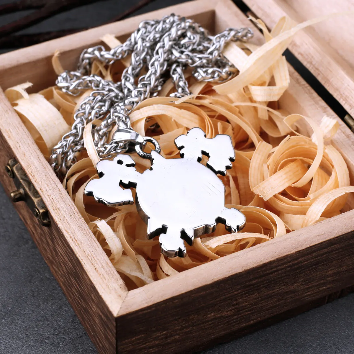 Stainless Steel Nordic Viking Double Axe Ghost Personality Necklace Men’s Pendant Accessories Jewelry with Wooden Box Stainless Steel Nordic Viking Double Axe Ghost Personality Necklace Men's Pendant Accessories Jewelry with Wooden Box