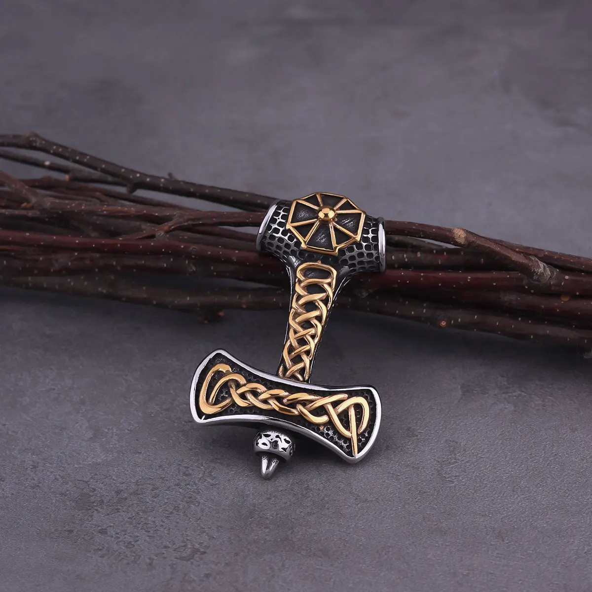 Vikings Stainless Steel Celtic Endless Knot Necklace Scandinavian Rune Amulet Jewelry Gold Color Rock Hip Hop Biker Pendant Vikings Stainless Steel Celtic Endless Knot Necklace Scandinavian Rune Amulet Jewelry Gold Color Rock Hip Hop Biker Pendant