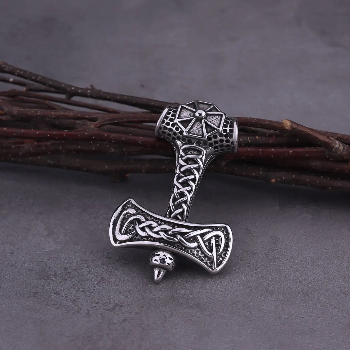 Vikings Stainless Steel Celtic Endless Knot Necklace Scandinavian Rune Amulet Jewelry Gold Color Rock Hip Hop Biker Pendant