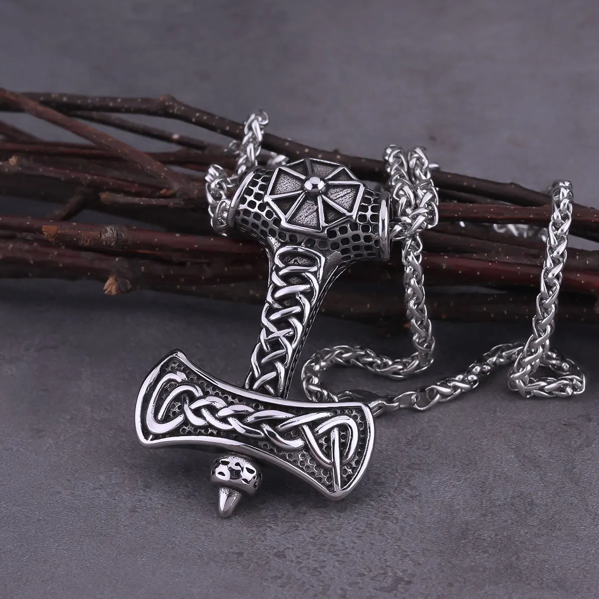 Vikings Stainless Steel Celtic Endless Knot Necklace Scandinavian Rune Amulet Jewelry Gold Color Rock Hip Hop Biker Pendant Vikings Stainless Steel Celtic Endless Knot Necklace Scandinavian Rune Amulet Jewelry Gold Color Rock Hip Hop Biker Pendant