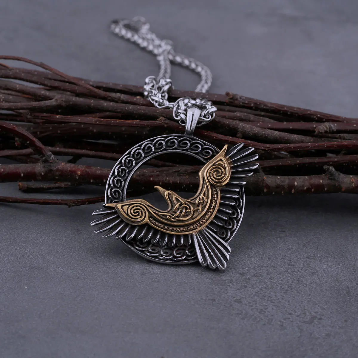 Stainless Steel Viking Odin Raven Necklace Men Vintage Huginn Muninn Celtic Knot Fashion Amulet Pendant Jewelry Gifts Stainless Steel Viking Odin Raven Necklace Men Vintage Huginn Muninn Celtic Knot Fashion Amulet Pendant Jewelry Gifts