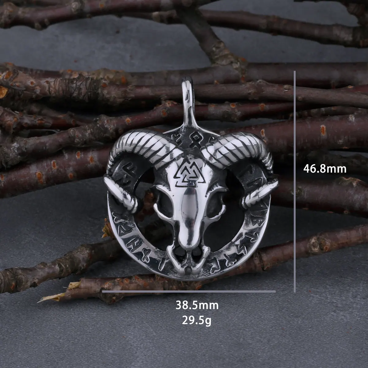 Stainless Steel Viking Rune Imitation Goat Head Necklace Men’s Amulet Pendant Biker Gothic Party Club Jewelry Gift for Boyfriend Stainless Steel Viking Rune Imitation Goat Head Necklace Men's Amulet Pendant Biker Gothic Party Club Jewelry Gift for Boyfriend