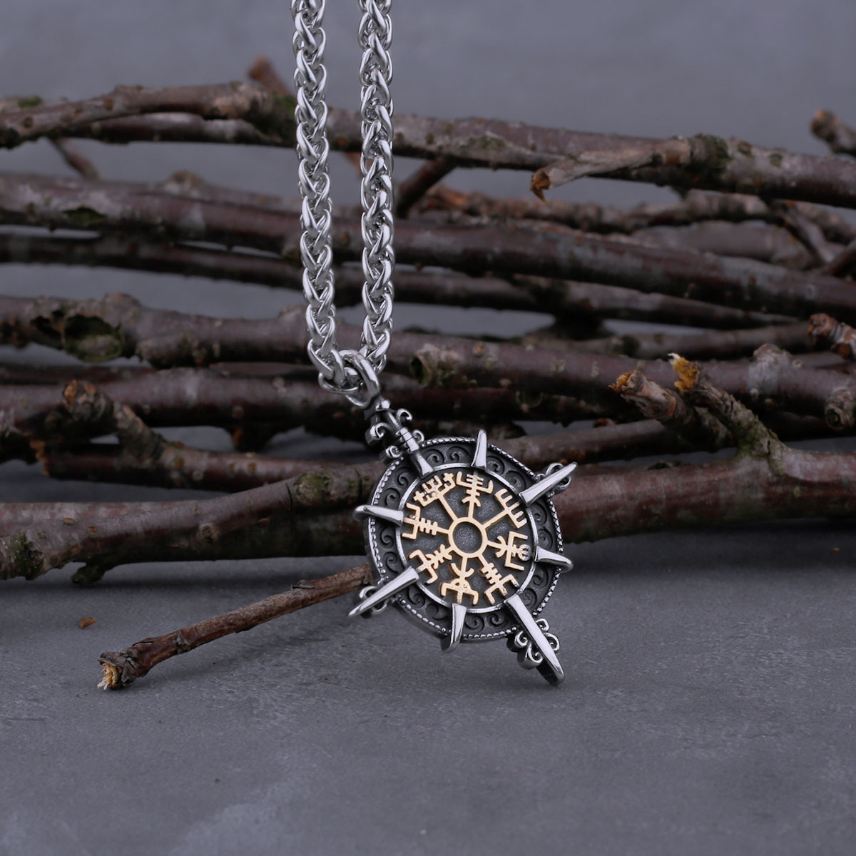 Nordic Viking Vegvisir Compass Necklace Men's Road Sign Amulet Pendant Scandinavian Biker Stainless Steel Male Jewelry Gift
