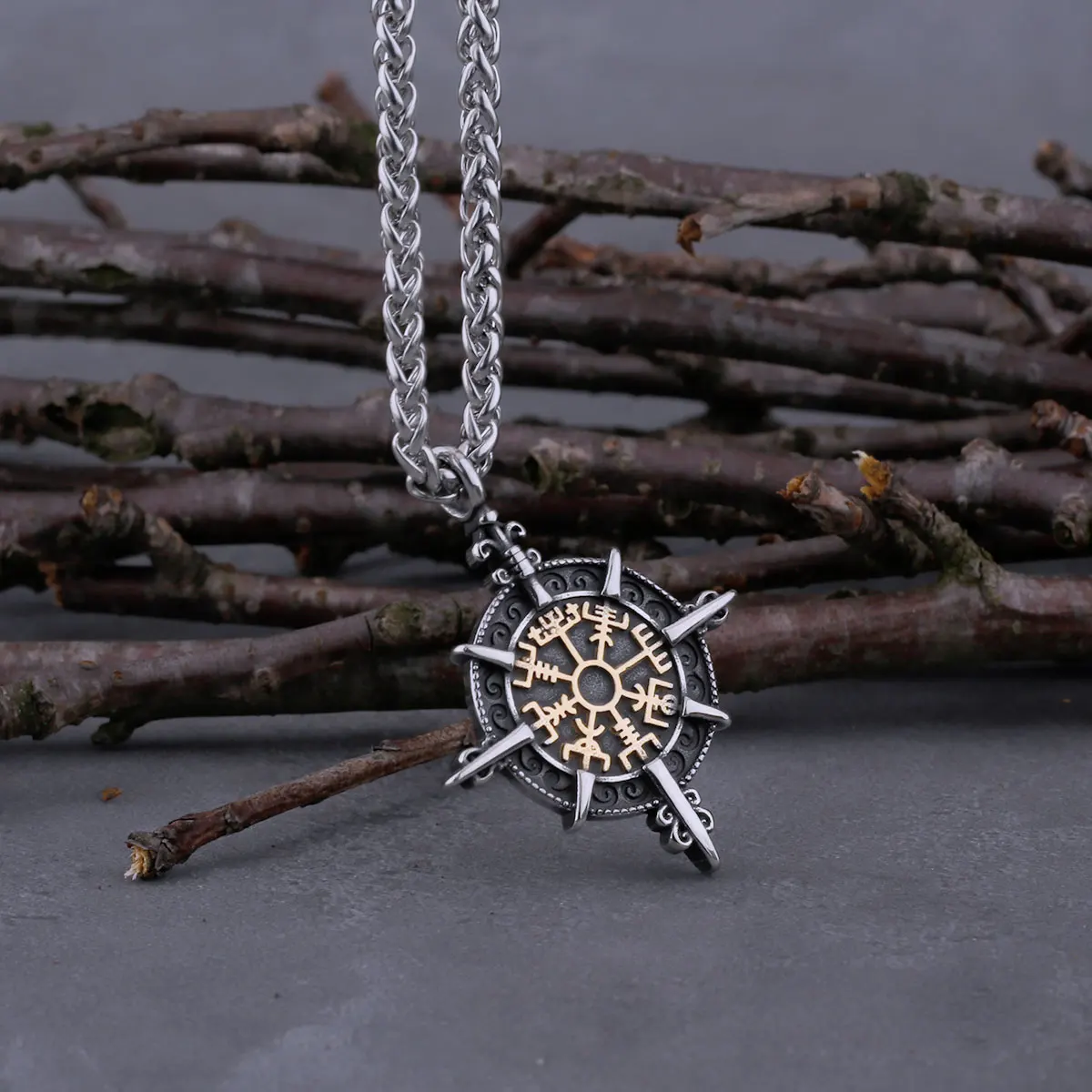 Nordic Viking Vegvisir Compass Necklace Men’s Road Sign Amulet Pendant Scandinavian Biker Stainless Steel Male Jewelry Gift Nordic Viking Vegvisir Compass Necklace Men's Road Sign Amulet Pendant Scandinavian Biker Stainless Steel Male Jewelry Gift