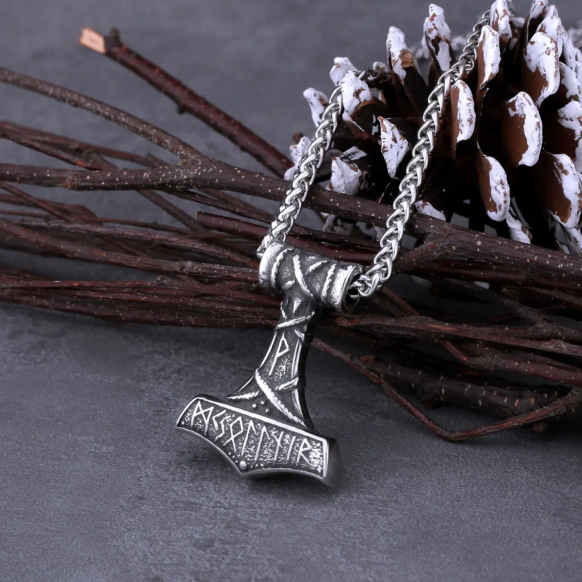 Vintage Nordic Vikings Anchor Odin Rune Necklace Men’s Stainless Steel Fashion Mjolnir Hammer Pendant Necklace Punk Jewelry Gift Vintage Nordic Vikings Anchor Odin Rune Necklace Men's Stainless Steel Fashion Mjolnir Hammer Pendant Necklace Punk Jewelry Gift