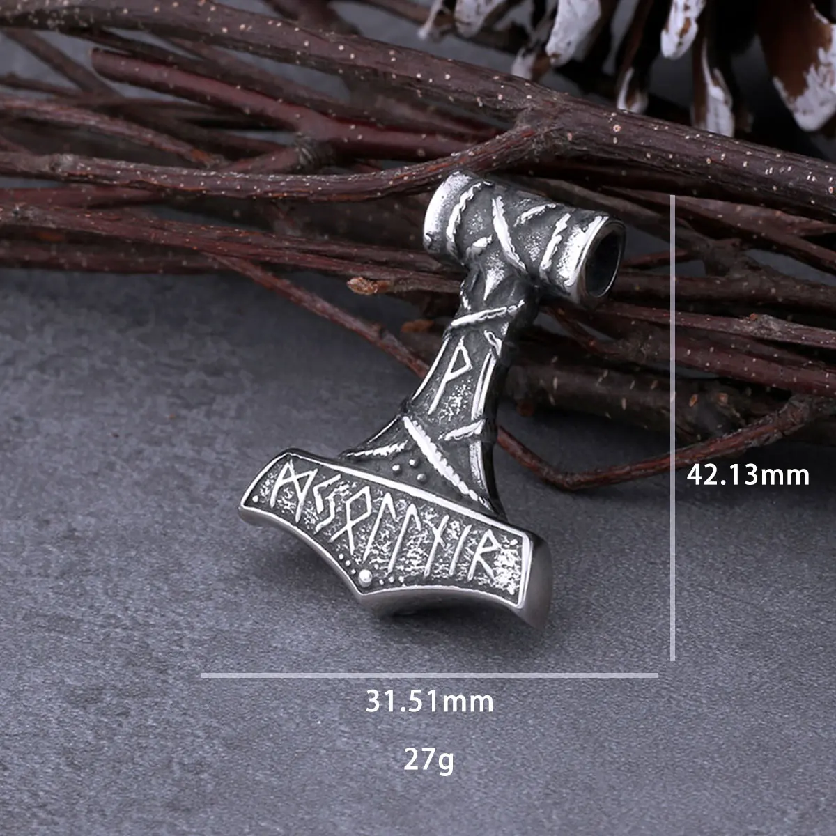Vintage Nordic Vikings Anchor Odin Rune Necklace Men's Stainless Steel Fashion Mjolnir Hammer Pendant Necklace Punk Jewelry Gift
