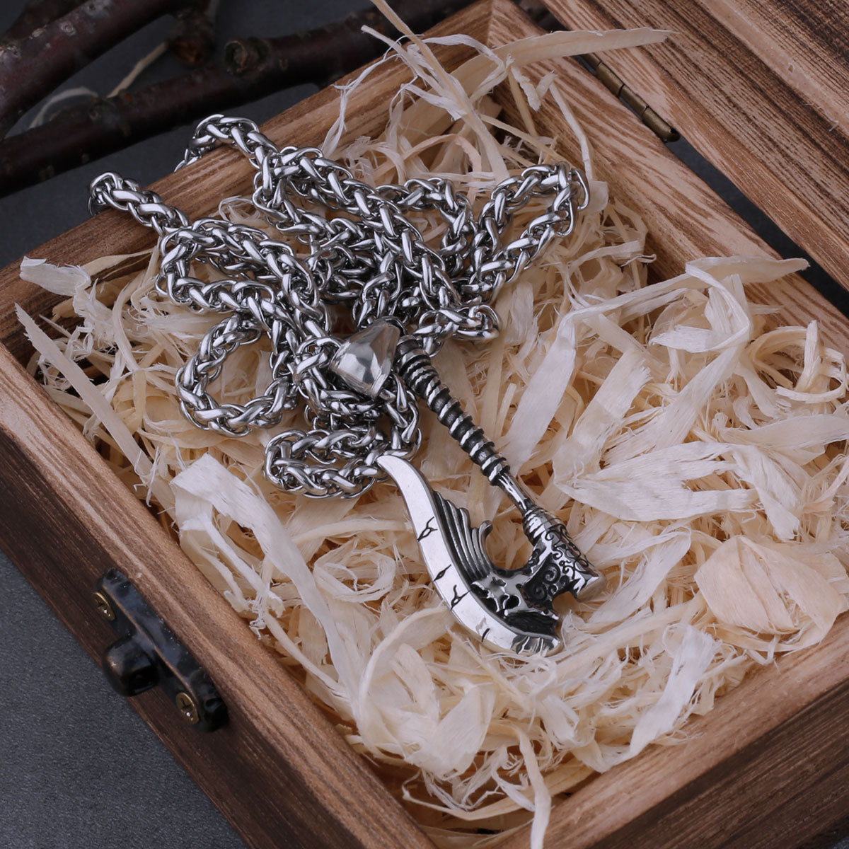 Nordic Vikings Axe Necklace Men's Stainless Steel Fashion Retro Hip Hop Biker Pendant Necklace Amulet Charm Male Jewelry Gift Nordic Vikings Axe Necklace Men's Stainless Steel Fashion Retro Hip Hop Biker Pendant Necklace Amulet Charm Male Jewelry Gift