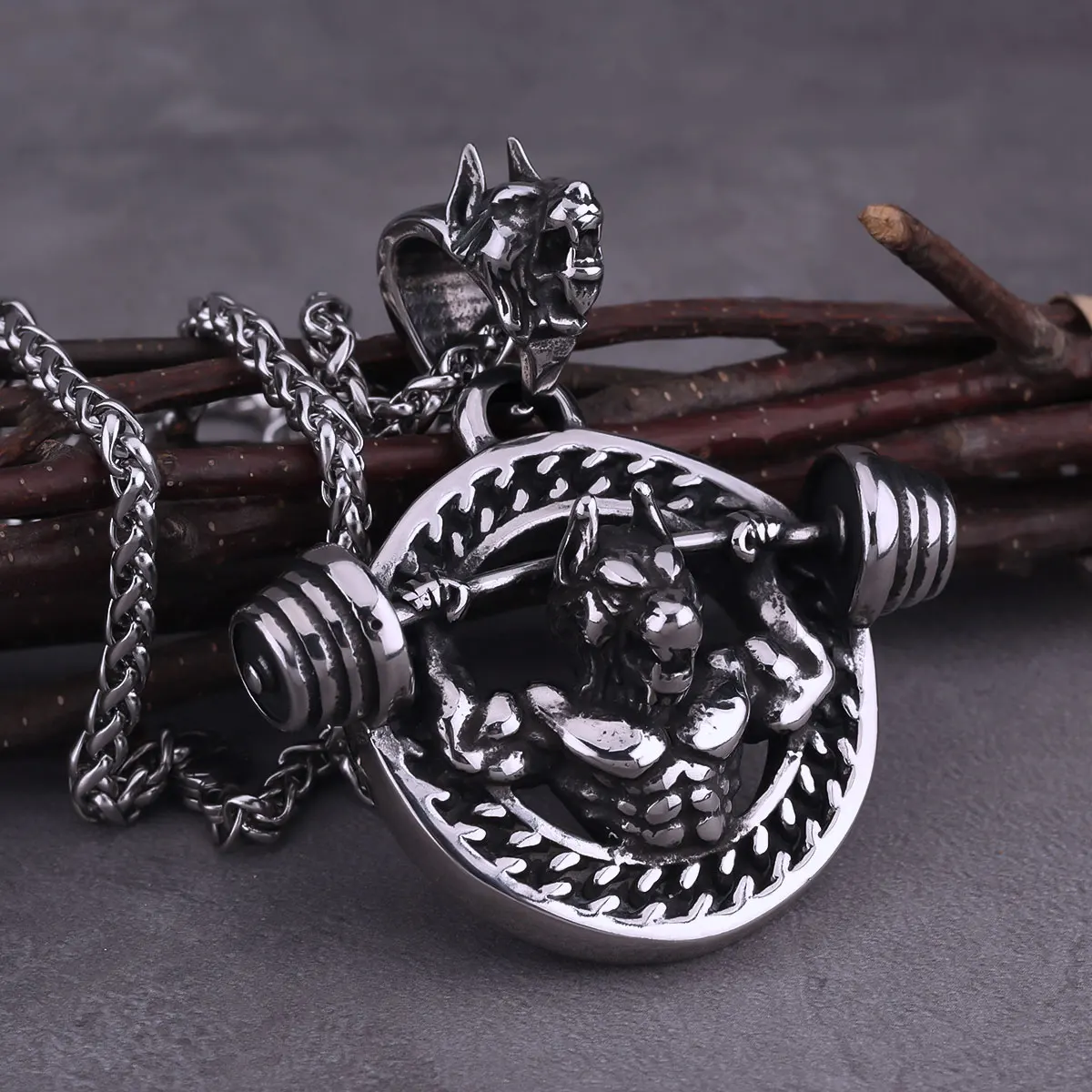 Masculine Men’s Dumbbell Fitness Pendant Heavy Metal Never Fade Stainless Steel Personalized Necklace Jewelry Gift for Males Masculine Men's Dumbbell Fitness Pendant Heavy Metal Never Fade Stainless Steel Personalized Necklace Jewelry Gift for Males