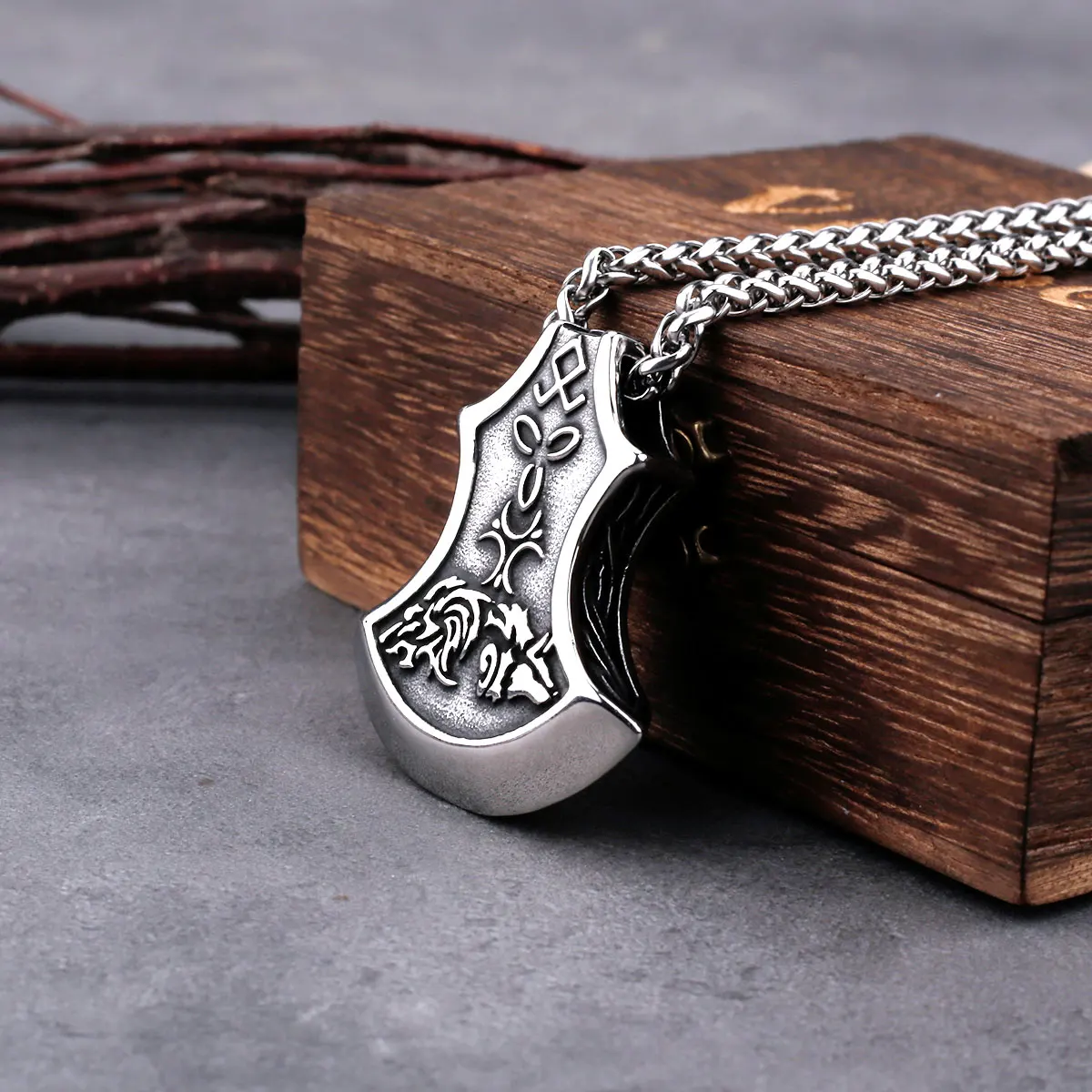 Viking Stainless Steel Axe Pendant Necklace Vintage Celtic Knot Wolf Amulet Rune Jewelry Mens Classic Trendy Party Gift Viking Stainless Steel Axe Pendant Necklace Vintage Celtic Knot Wolf Amulet Rune Jewelry Mens Classic Trendy Party Gift