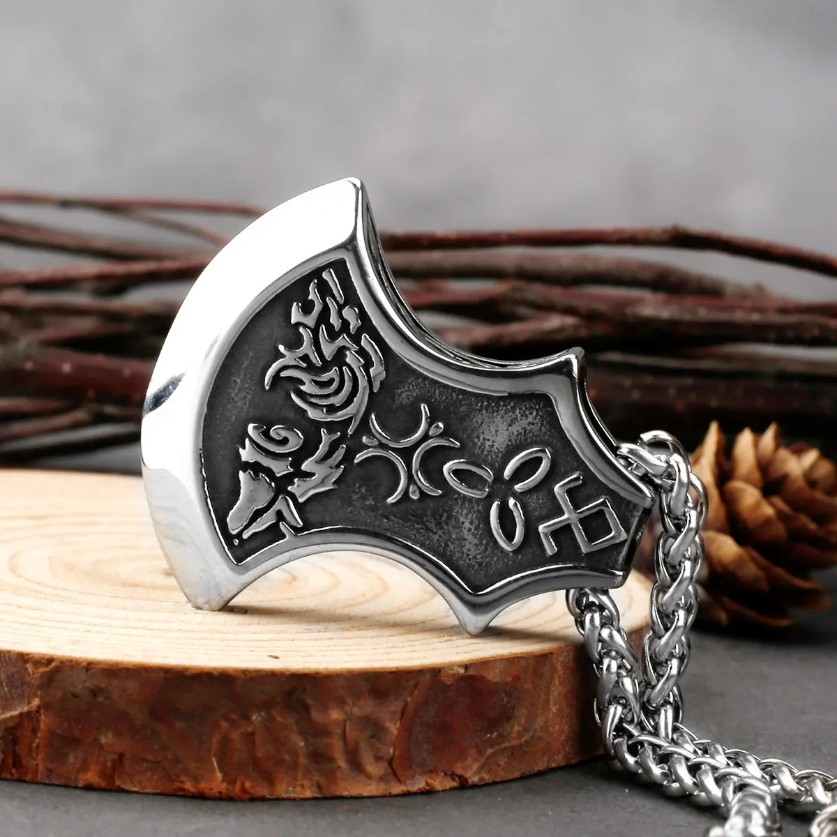 Viking Stainless Steel Axe Pendant Necklace Vintage Celtic Knot Wolf Amulet Rune Jewelry Mens Classic Trendy Party Gift Viking Stainless Steel Axe Pendant Necklace Vintage Celtic Knot Wolf Amulet Rune Jewelry Mens Classic Trendy Party Gift