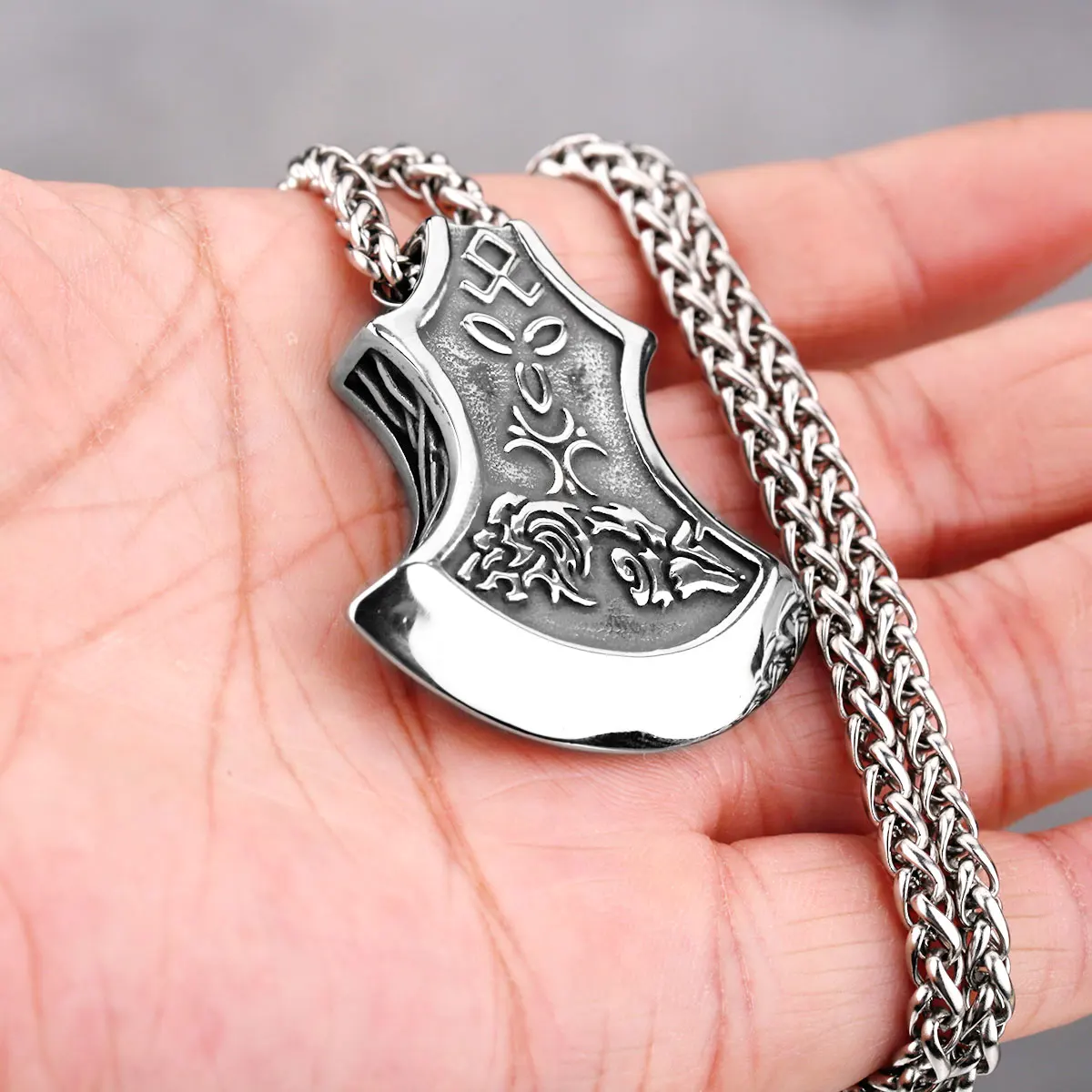 Viking Stainless Steel Axe Pendant Necklace Vintage Celtic Knot Wolf Amulet Rune Jewelry Mens Classic Trendy Party Gift Viking Stainless Steel Axe Pendant Necklace Vintage Celtic Knot Wolf Amulet Rune Jewelry Mens Classic Trendy Party Gift