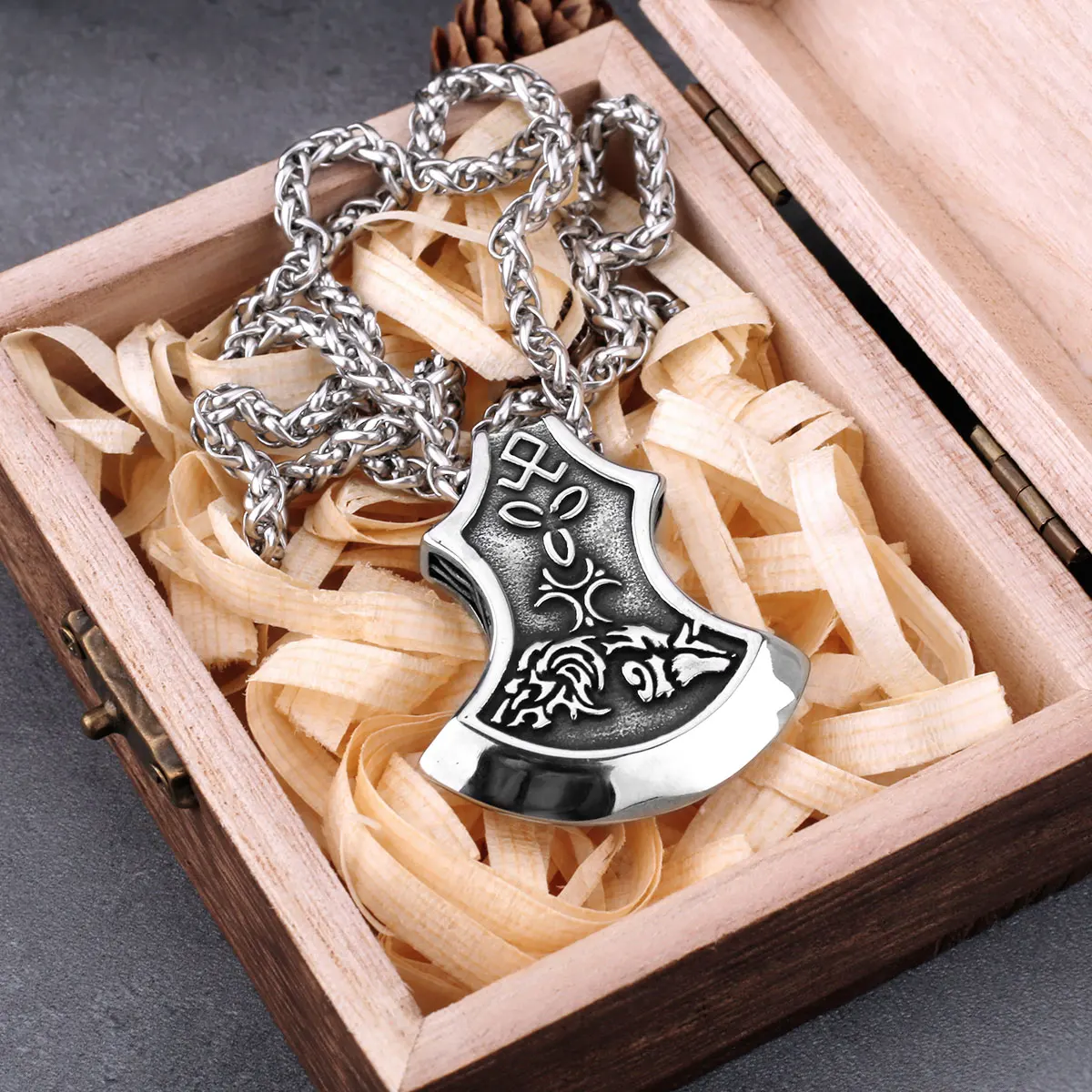 Viking Stainless Steel Axe Pendant Necklace Vintage Celtic Knot Wolf Amulet Rune Jewelry Mens Classic Trendy Party Gift Viking Stainless Steel Axe Pendant Necklace Vintage Celtic Knot Wolf Amulet Rune Jewelry Mens Classic Trendy Party Gift
