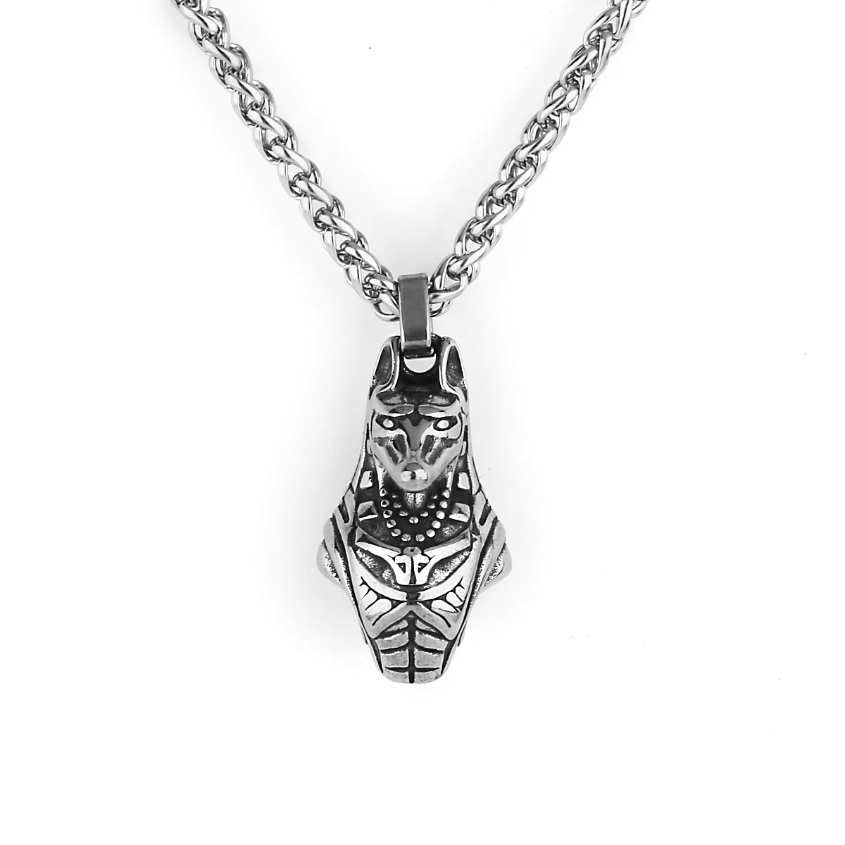 Stainless Steel Egyptian Mythology The God of Death Anubis Necklace Classic Wolf Head Men Punk Hip Hop Pendant Jewelry Stainless Steel Egyptian Mythology The God of Death Anubis Necklace Classic Wolf Head Men Punk Hip Hop Pendant Jewelry