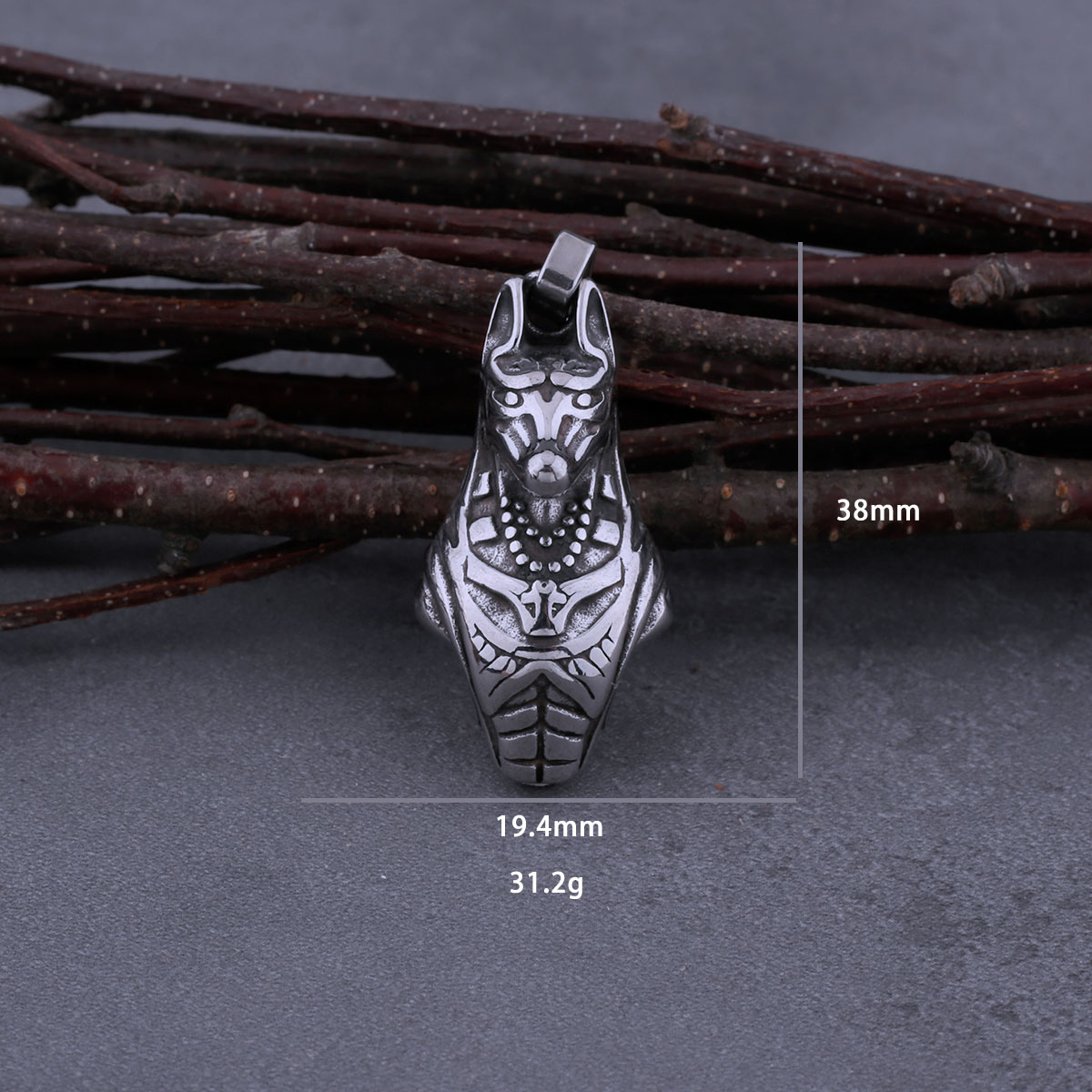 Stainless Steel Egyptian Mythology The God of Death Anubis Necklace Classic Wolf Head Men Punk Hip Hop Pendant Jewelry