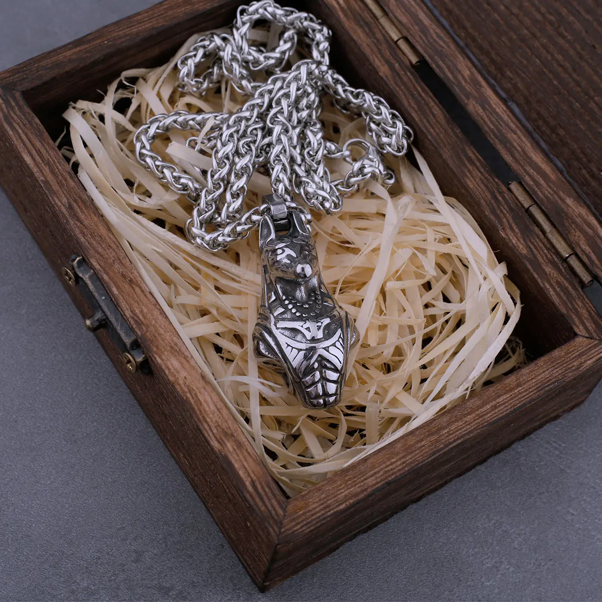 Stainless Steel Egyptian Mythology The God of Death Anubis Necklace Classic Wolf Head Men Punk Hip Hop Pendant Jewelry Stainless Steel Egyptian Mythology The God of Death Anubis Necklace Classic Wolf Head Men Punk Hip Hop Pendant Jewelry