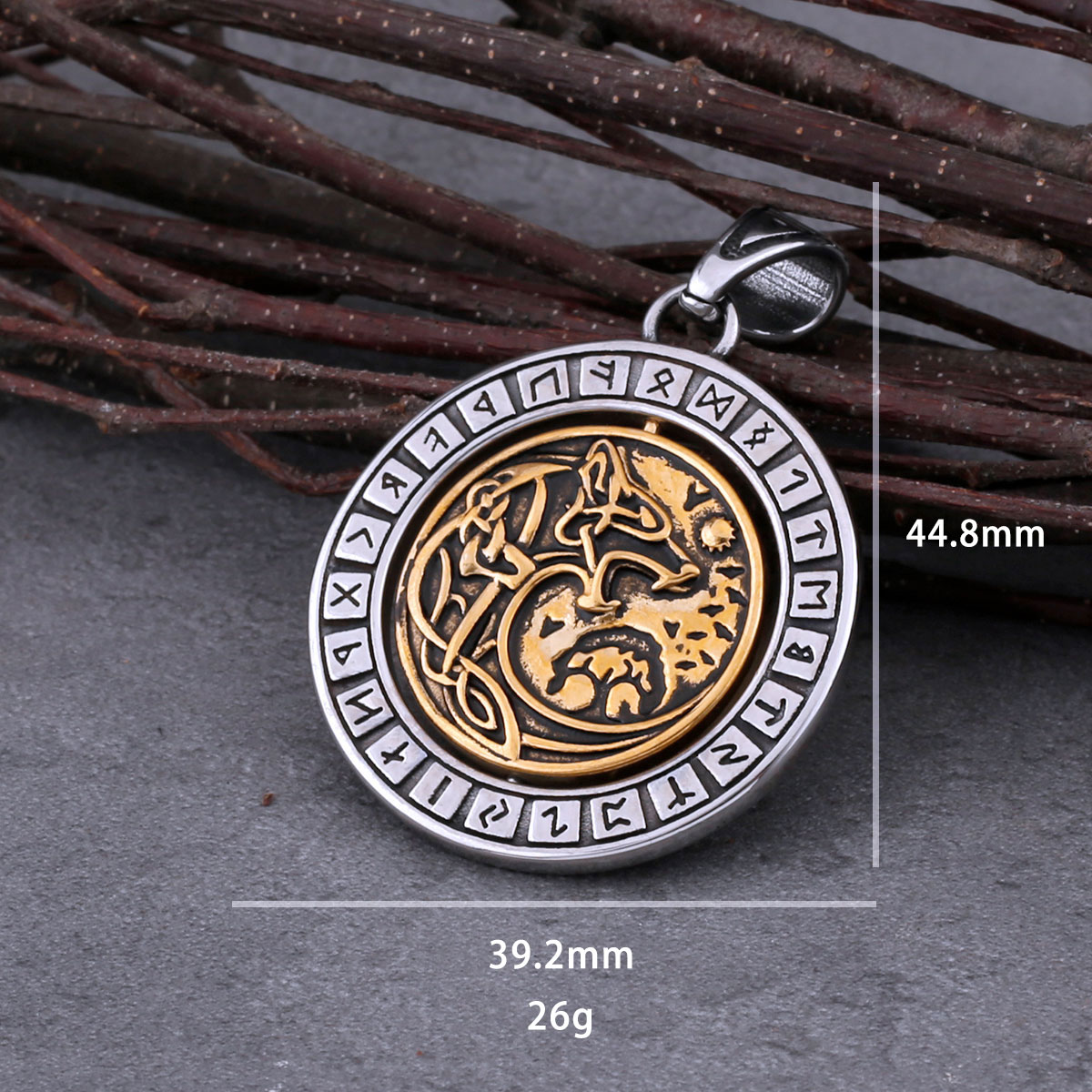 Rotate Vikings Wolf Necklace Stainless Steel Men's Tree of Life Odin Rune Amulet Pendant Necklace Vintage Charm Jewelry As Gift Rotate Vikings Wolf Necklace Stainless Steel Men's Tree of Life Odin Rune Amulet Pendant Necklace Vintage Charm Jewelry As Gift