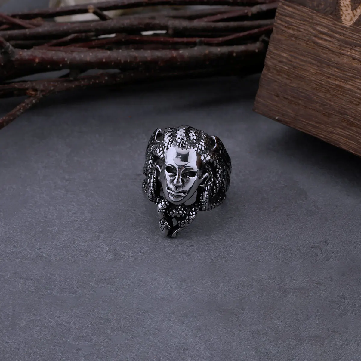 Stainless Steel Vintage Greek Mythology Medusa Ring Men and Women Punk Hip Hop Gothic Snake Ring Fashion Jewelry Party Gift Stainless Steel Vintage Greek Mythology Medusa Ring Men and Women Punk Hip Hop Gothic Snake Ring Fashion Jewelry Party Gift