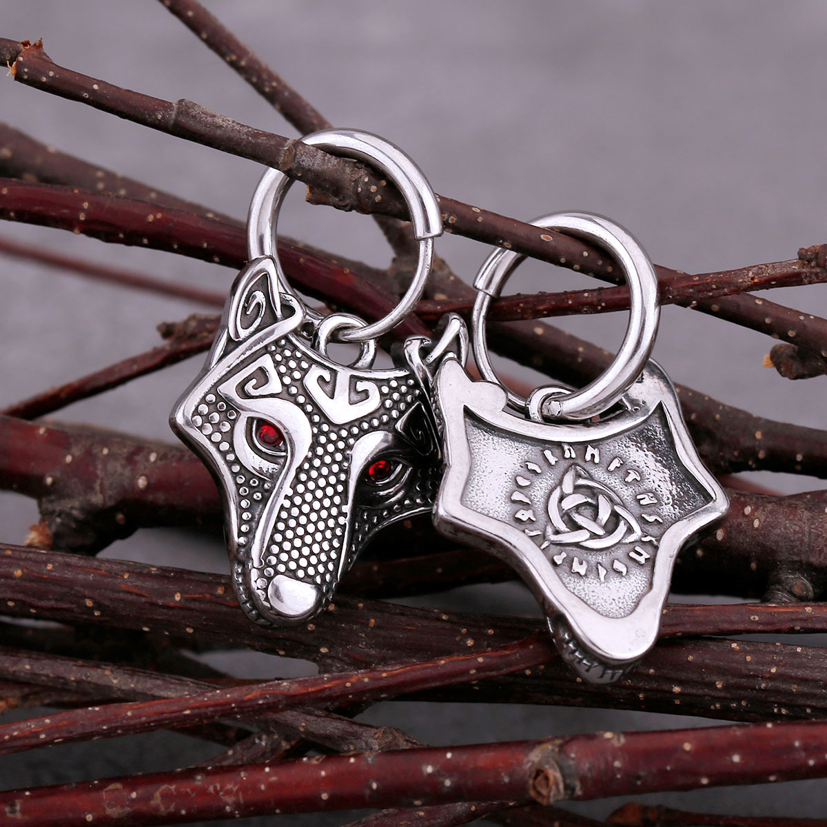 Vintage Vikings Wolf Drop Earrings Men Fashion Celtic Rune Amulet Accessories Stainless Steel Hip Hop Biker Charm Jewelry Vintage Vikings Wolf Drop Earrings Men Fashion Celtic Rune Amulet Accessories Stainless Steel Hip Hop Biker Charm Jewelry