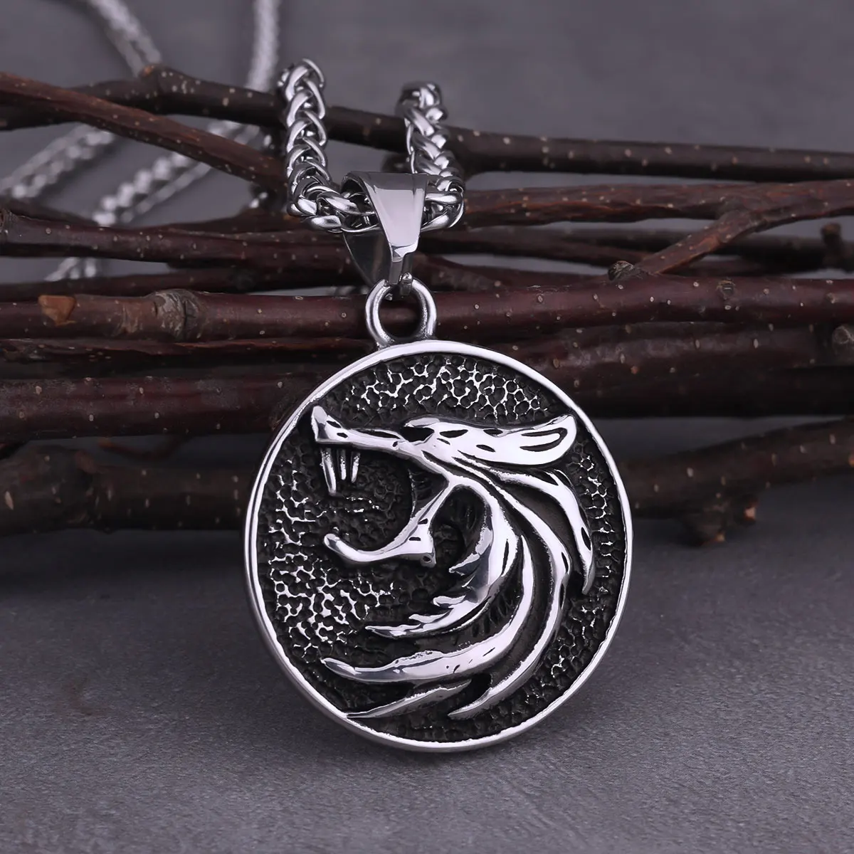 Gothic Black Plating Animal Wolf Head Pendant Men's Punk Hip Hop Necklace Jewelry Never Fade Stainless Steel Necklace Gift