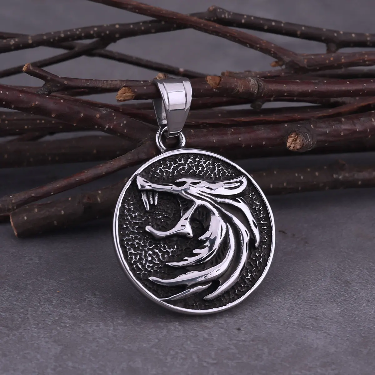 Gothic Black Plating Animal Wolf Head Pendant Men's Punk Hip Hop Necklace Jewelry Never Fade Stainless Steel Necklace Gift