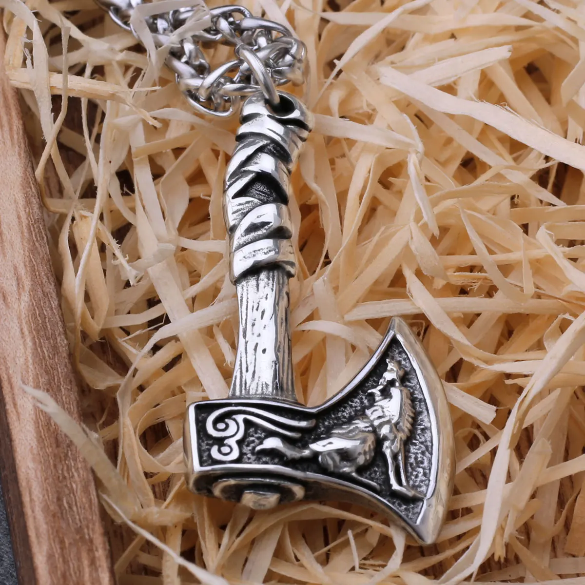 Viking Wolf Crow Axe Pendant Necklace Retro Slavic Odin Amulet Mens Fashion Charm Stainless Steel Necklace Jewelry Gift Viking Wolf Crow Axe Pendant Necklace Retro Slavic Odin Amulet Mens Fashion Charm Stainless Steel Necklace Jewelry Gift