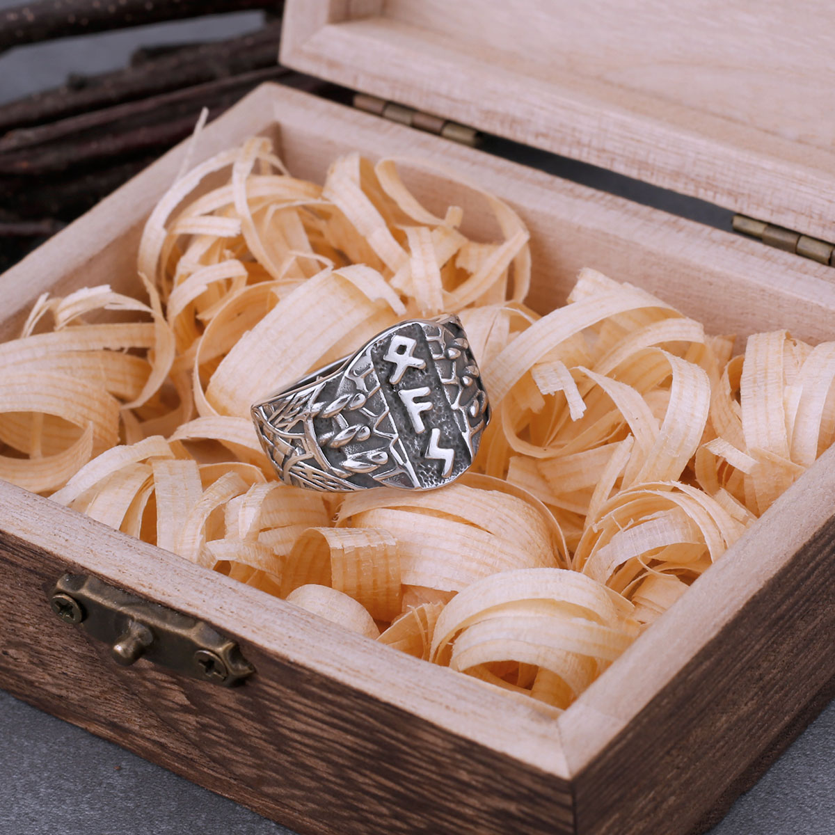 Stainless Steel Virgin Odin Rune Ring Men‘s Retro Nordic Totem Punk Celtic Knot Ring Hip Hop Biker Male Amulet Jewelry As A Gift