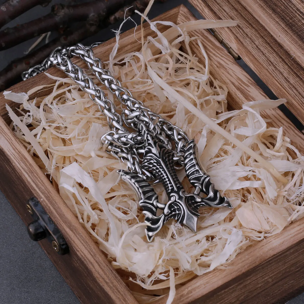 Nordic Poseidon Trident Necklace Mens Fashion Hip Hop Stainless Steel Pendant Viking Jewelry Gift Dropshipping