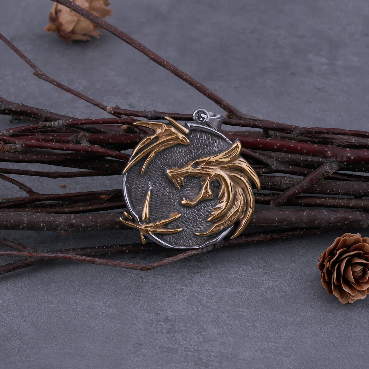 Vintage Viking Wizard Wolf Head and Raven Necklace Men's Norwegian Amulet Pendant Figure TV Stainless Steel Jewelry Gift