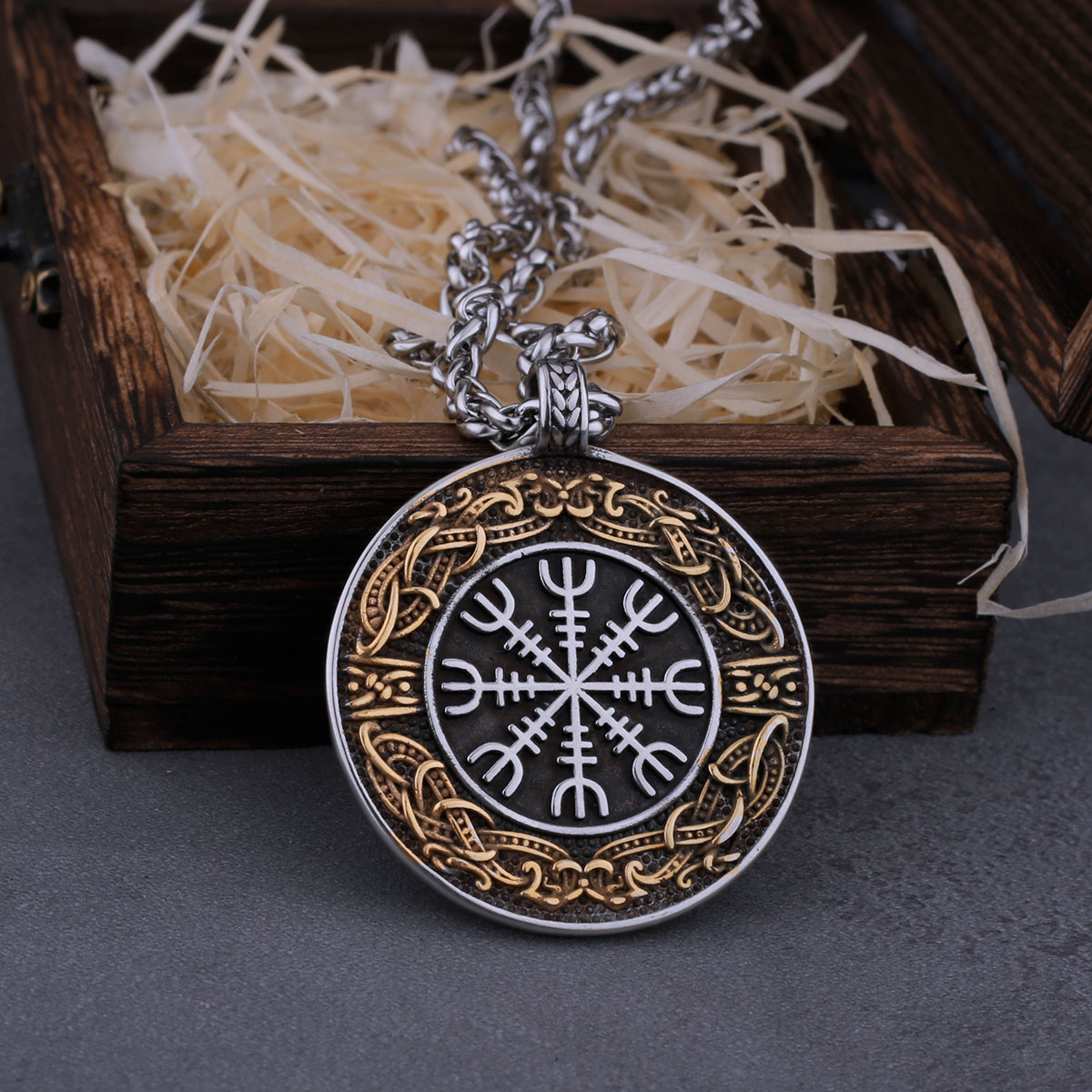 Stainless Steel Mens Viking Ouroboros Helmet of Awe Necklace Hip Hop Vintage Pendant Scandinavian Jewelry Gift for Boyfriend Stainless Steel Mens Viking Ouroboros Helmet of Awe Necklace Hip Hop Vintage Pendant Scandinavian Jewelry Gift for Boyfriend