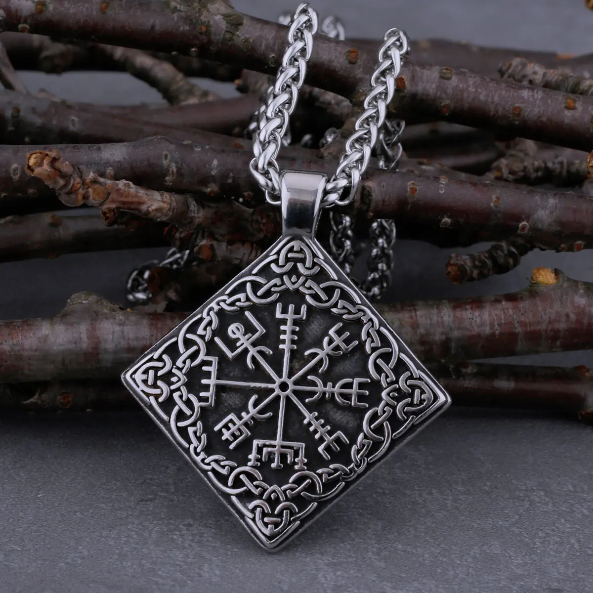 Stainless Steel Men’s Road Sign Compass Vegvisir Rune Necklace Odin Amulet Viking Hip Hop Vintage Pendant Jewelry Boyfriend Gift Stainless Steel Men's Road Sign Compass Vegvisir Rune Necklace Odin Amulet Viking Hip Hop Vintage Pendant Jewelry Boyfriend Gift