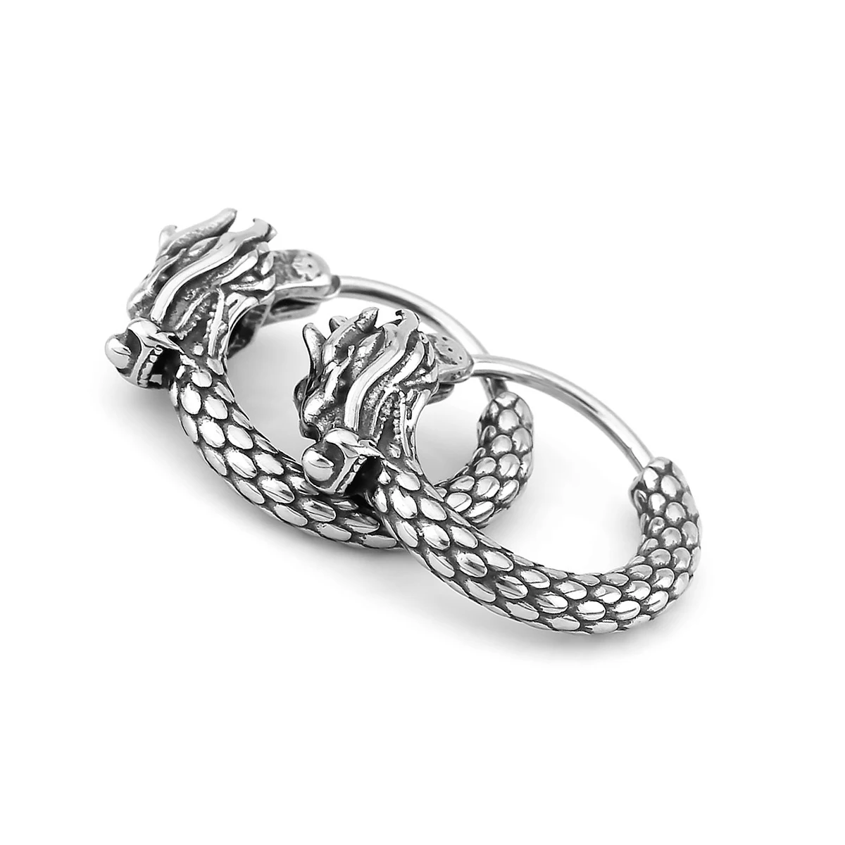 316L Stainless Steel Vintage Dragon Hoop Earring For Men Street Hip Hop Style Earrings Fashion Animal Punk Jewelry Wholesale 316L Stainless Steel Vintage Dragon Hoop Earring For Men Street Hip Hop Style Earrings Fashion Animal Punk Jewelry Wholesale