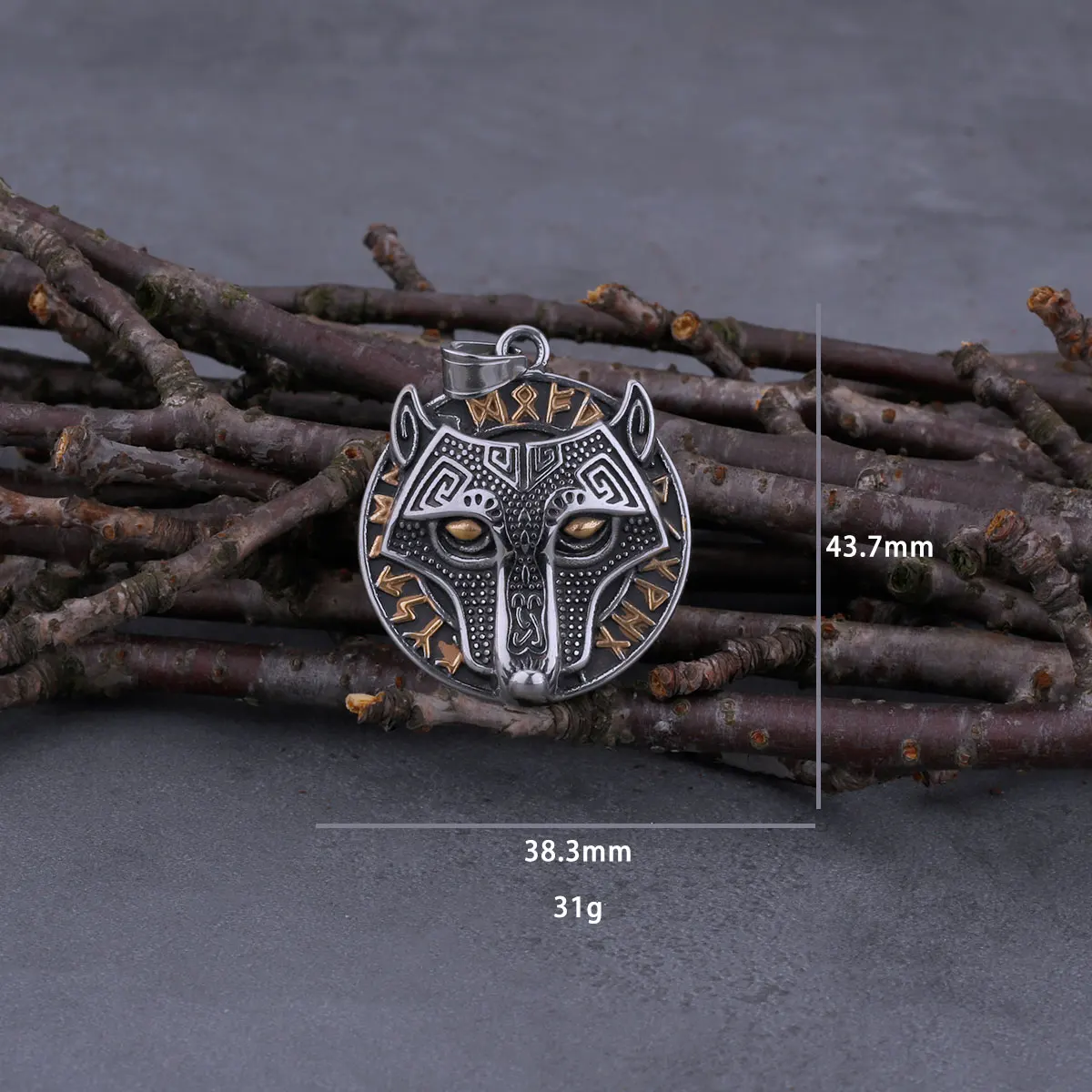 Viking Stainless Steel Wolf Head Necklaces Mens Mixed Gold Color Odin Rune Amulet Jewelry Biker Punk Hip Hop Pendant Gift Viking Stainless Steel Wolf Head Necklaces Mens Mixed Gold Color Odin Rune Amulet Jewelry Biker Punk Hip Hop Pendant Gift