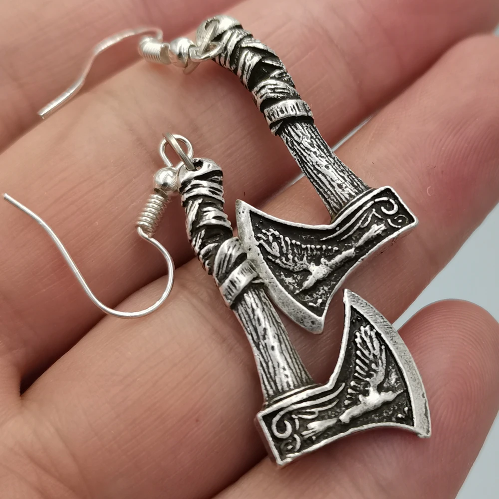 Viking Odin Raven Pendant Drop Earring Wolf Raven Axe Dangle Earring Women Jewelry with gift bag Viking Odin Raven Pendant Drop Earring Wolf Raven Axe Dangle Earring Women Jewelry with gift bag