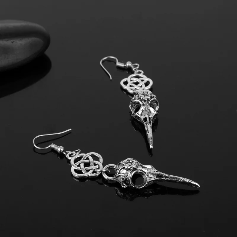 Viking Odin Raven Punk Skull Crow irds Vulture Skull Pendant Drop Earring Emo Skeleton Scottish Irish Dangle Earring Women Jewel