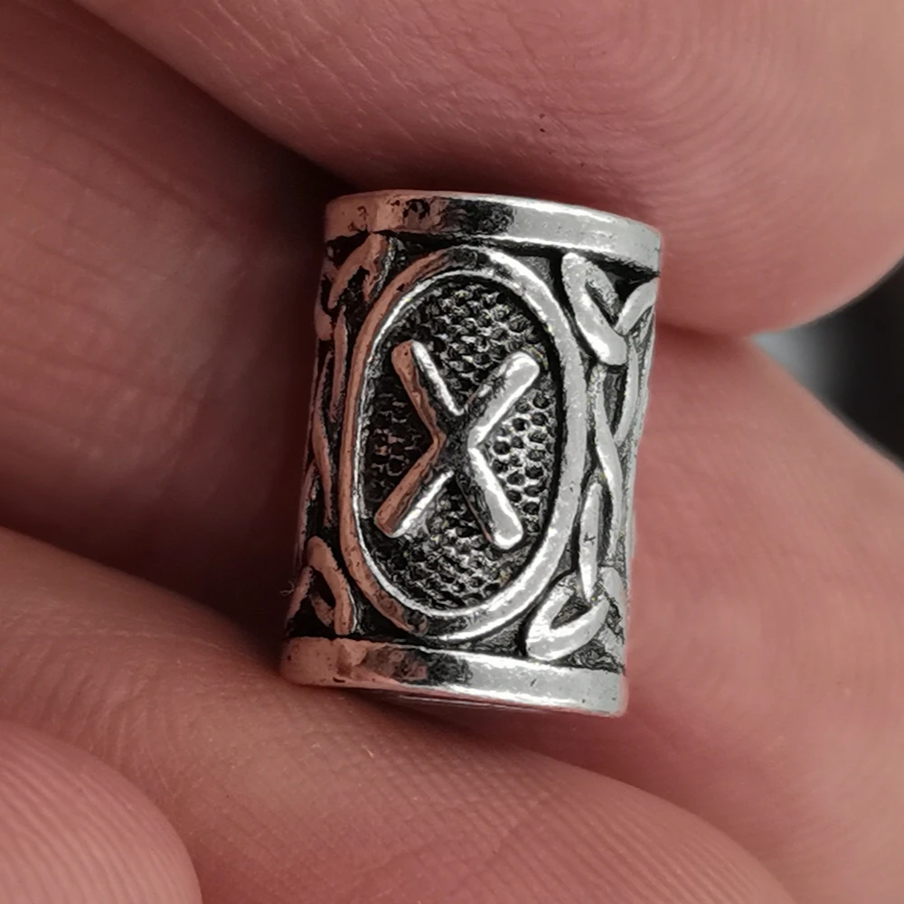Hair Braid Beard Dreadlock Beads Rings Tube Viking Rune Charm Pendant for DIY Necklace Jewelry Making