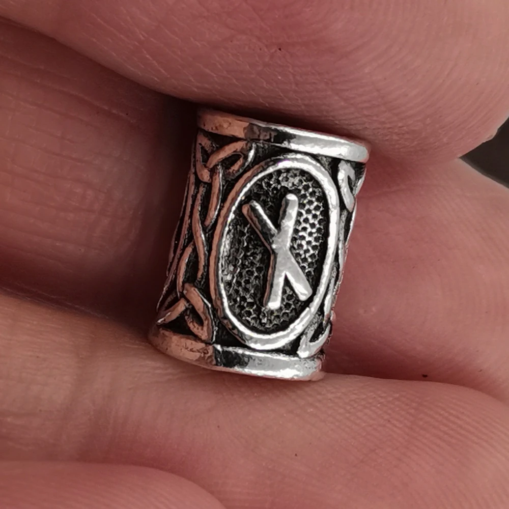 Hair Braid Beard Dreadlock Beads Rings Tube Viking Rune Charm Pendant for DIY Necklace Jewelry Making