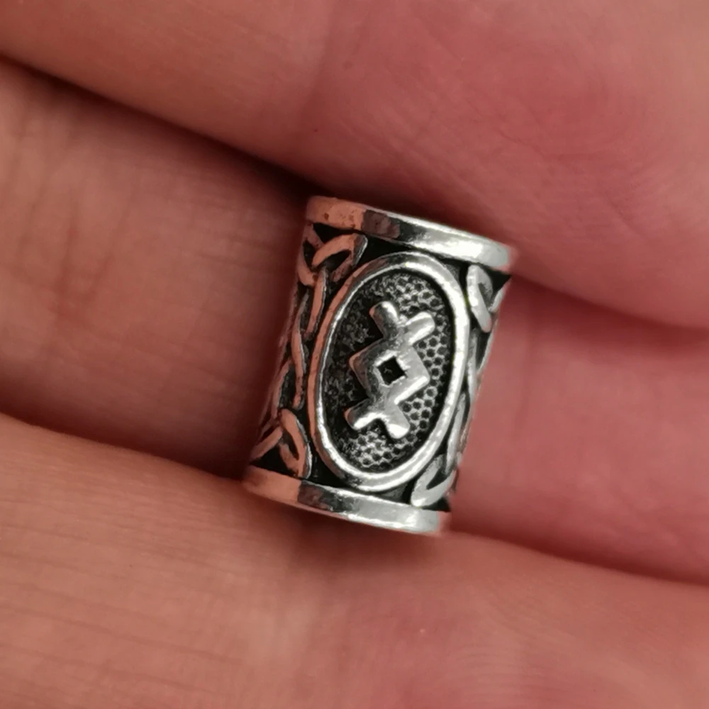 Hair Braid Beard Dreadlock Beads Rings Tube Viking Rune Charm Pendant for DIY Necklace Jewelry Making