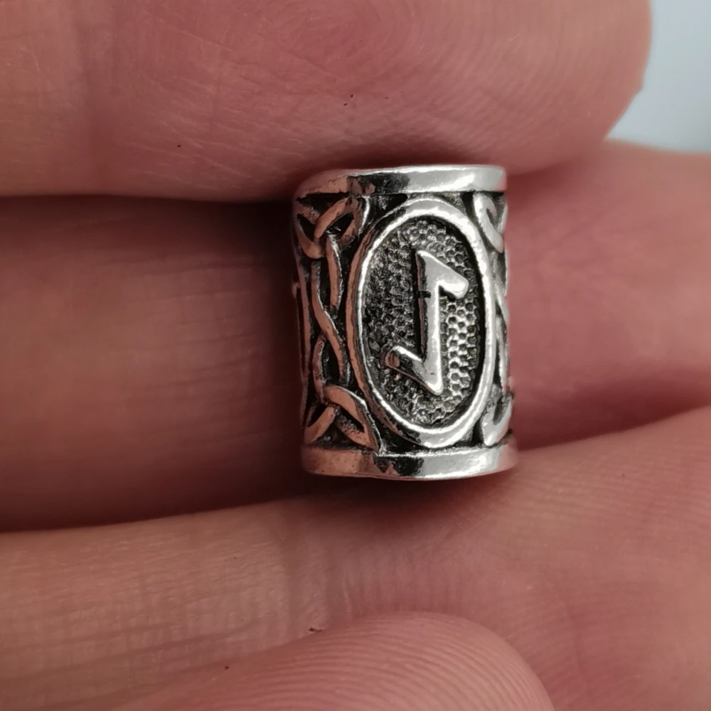 Hair Braid Beard Dreadlock Beads Rings Tube Viking Rune Charm Pendant for DIY Necklace Jewelry Making