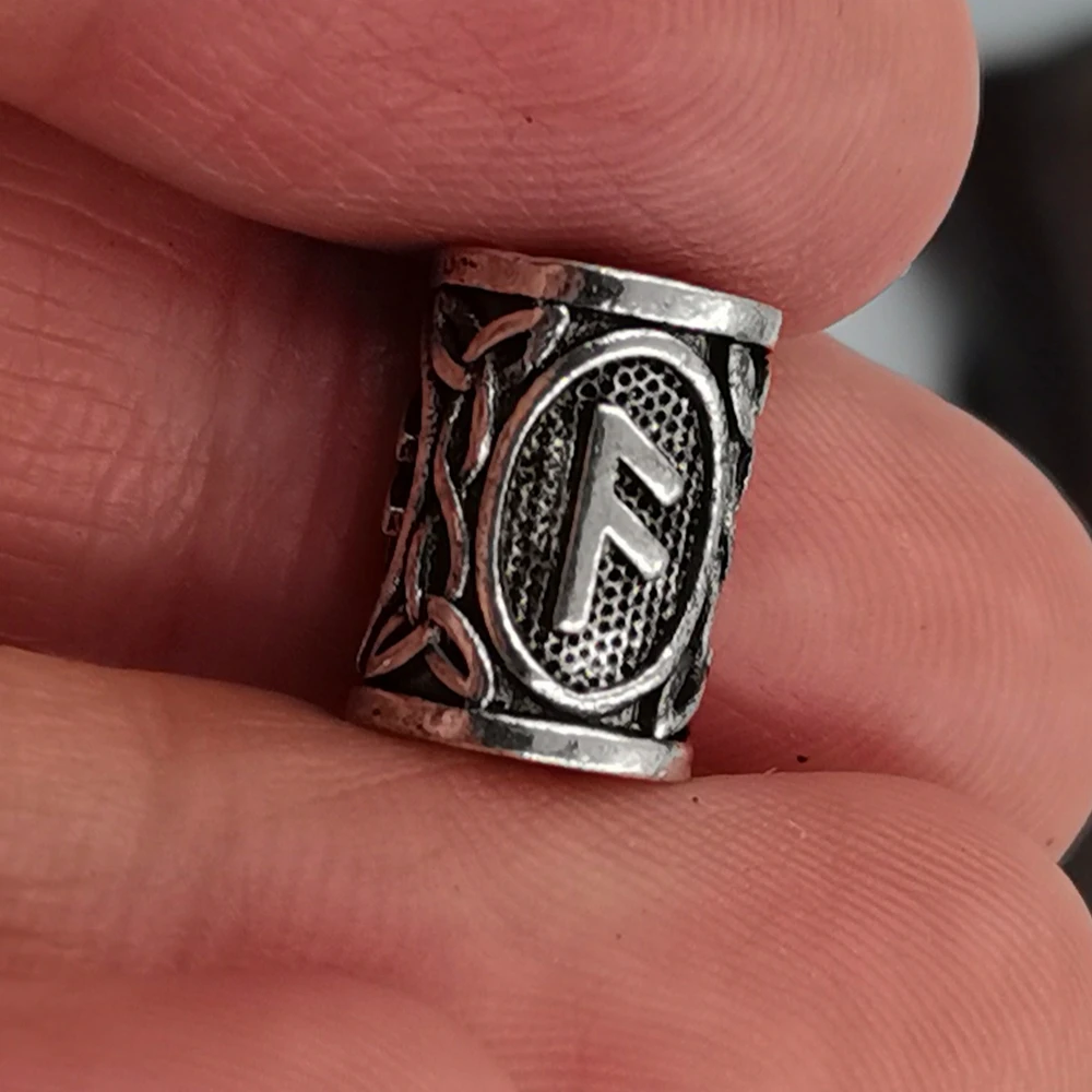 Hair Braid Beard Dreadlock Beads Rings Tube Viking Rune Charm Pendant for DIY Necklace Jewelry Making