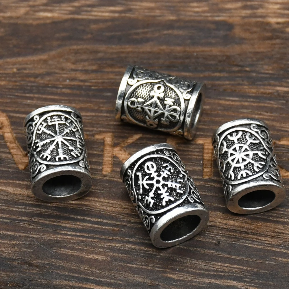 1pcs Viking Vegvisir Compass Runes Slavic Men Women Accessories Beads Charms For Bracelet Making Beard Hair Jewelry