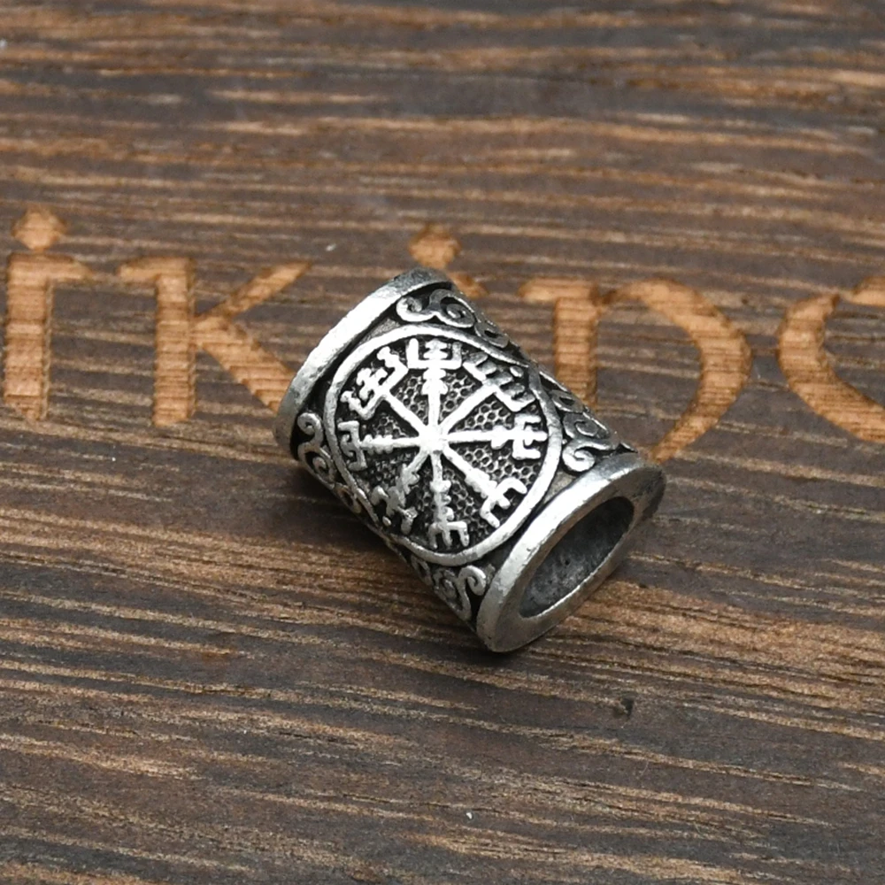 1pcs Viking Vegvisir Compass Runes Slavic Men Women Accessories Beads Charms For Bracelet Making Beard Hair Jewelry